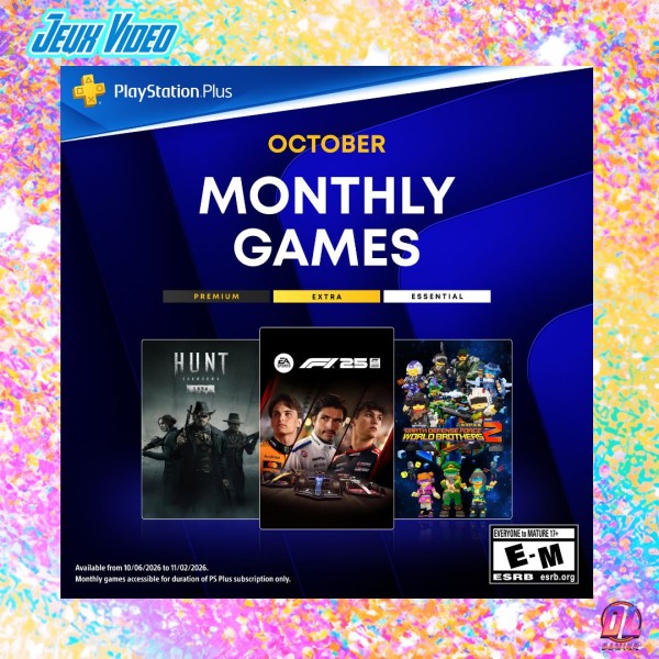 PlayStation Plus : les jeux gratuits d’octobre 2026 dévoilés avec F1 25, Hunt: Showdown 1896 et Earth Defense Force